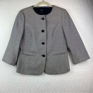 Talbots Blue and White Striped Blazer. 3/4 sleeves. Size 10.